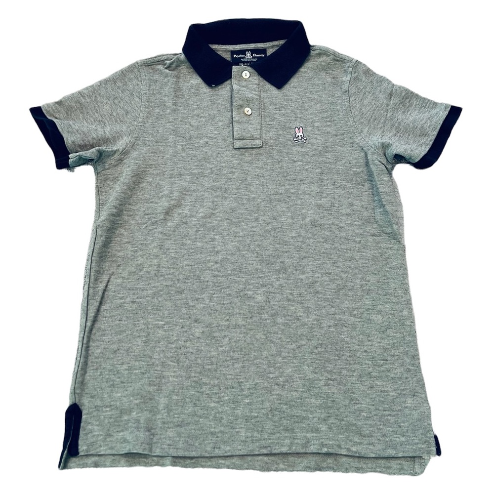 PSYCHO BUNNY**Grey Polo Shirt**Size 2, 3 (XXS,XS) $98 EUC - Picture 1 of 5